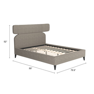 Brown Solid Wood And Upholstery Queen Bed Frame