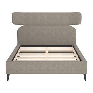 Brown Solid Wood And Upholstery Queen Bed Frame