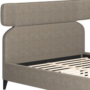 Brown Solid Wood And Upholstery Queen Bed Frame