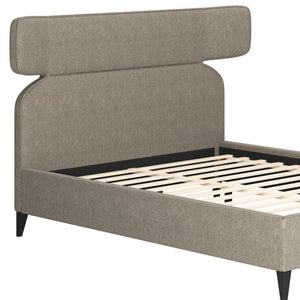 Brown Solid Wood And Upholstery Queen Bed Frame