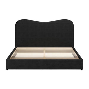 Black Ribbed Texture Velvet Upholstered King Bed Frame
