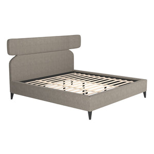 Brown Solid Wood And Upholstery King Bed Frame