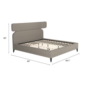 Brown Solid Wood And Upholstery King Bed Frame