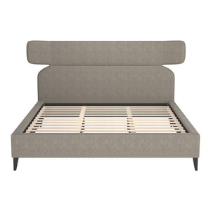 Brown Solid Wood And Upholstery King Bed Frame