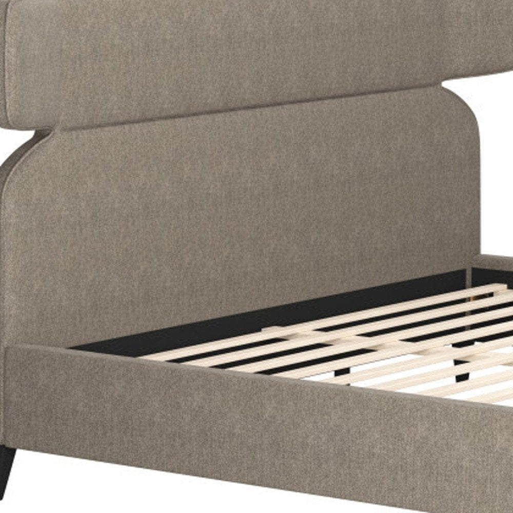 Brown Solid Wood And Upholstery King Bed Frame