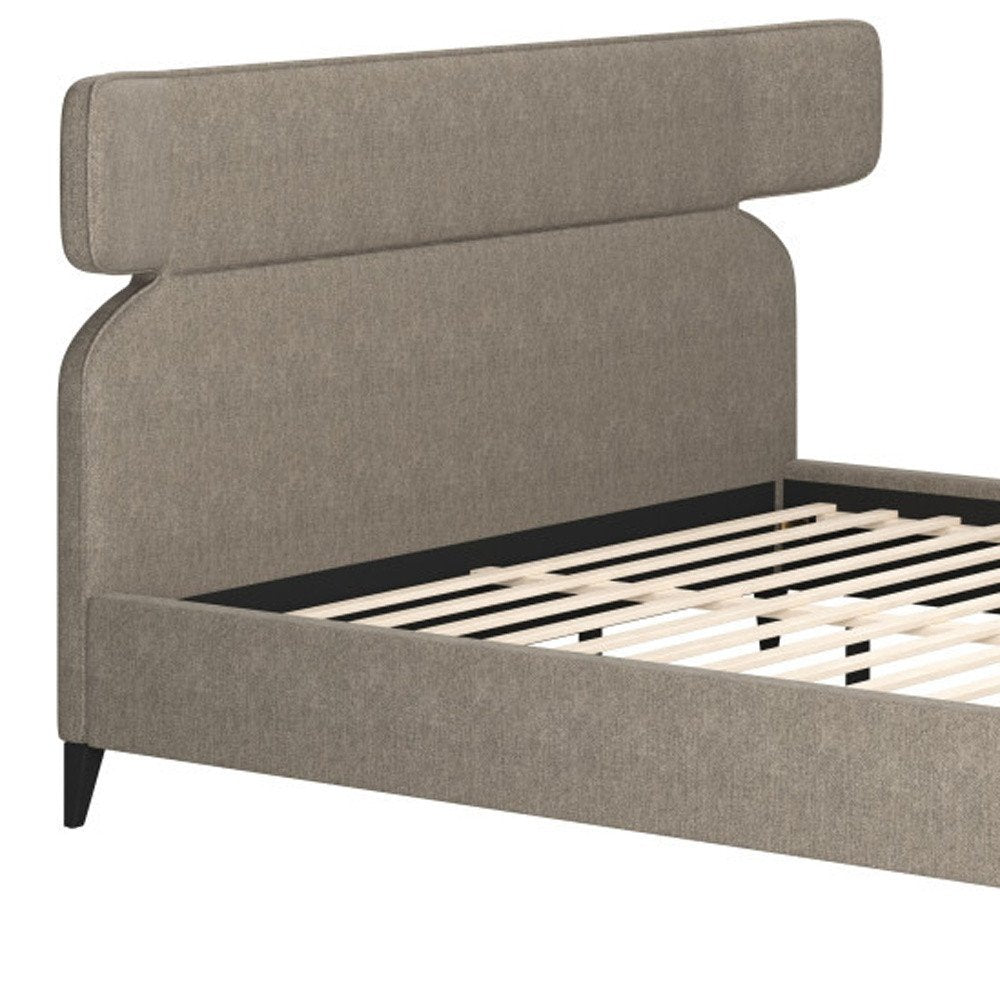 Brown Solid Wood And Upholstery King Bed Frame