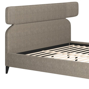 Brown Solid Wood And Upholstery King Bed Frame