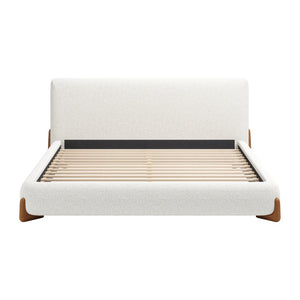Ivory Solid Wood And Boucle King Bed Frame