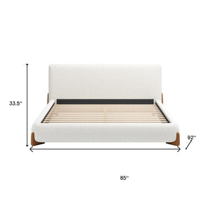 Ivory Solid Wood And Boucle King Bed Frame