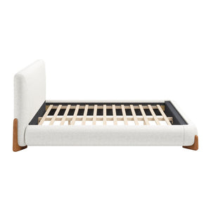 Ivory Solid Wood And Boucle King Bed Frame