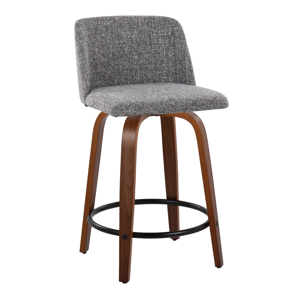 Toriano - Mid Century Modern, Fixed Height Counter Stool & Swivel And Round Footrest (Set of 2) by Couch.com