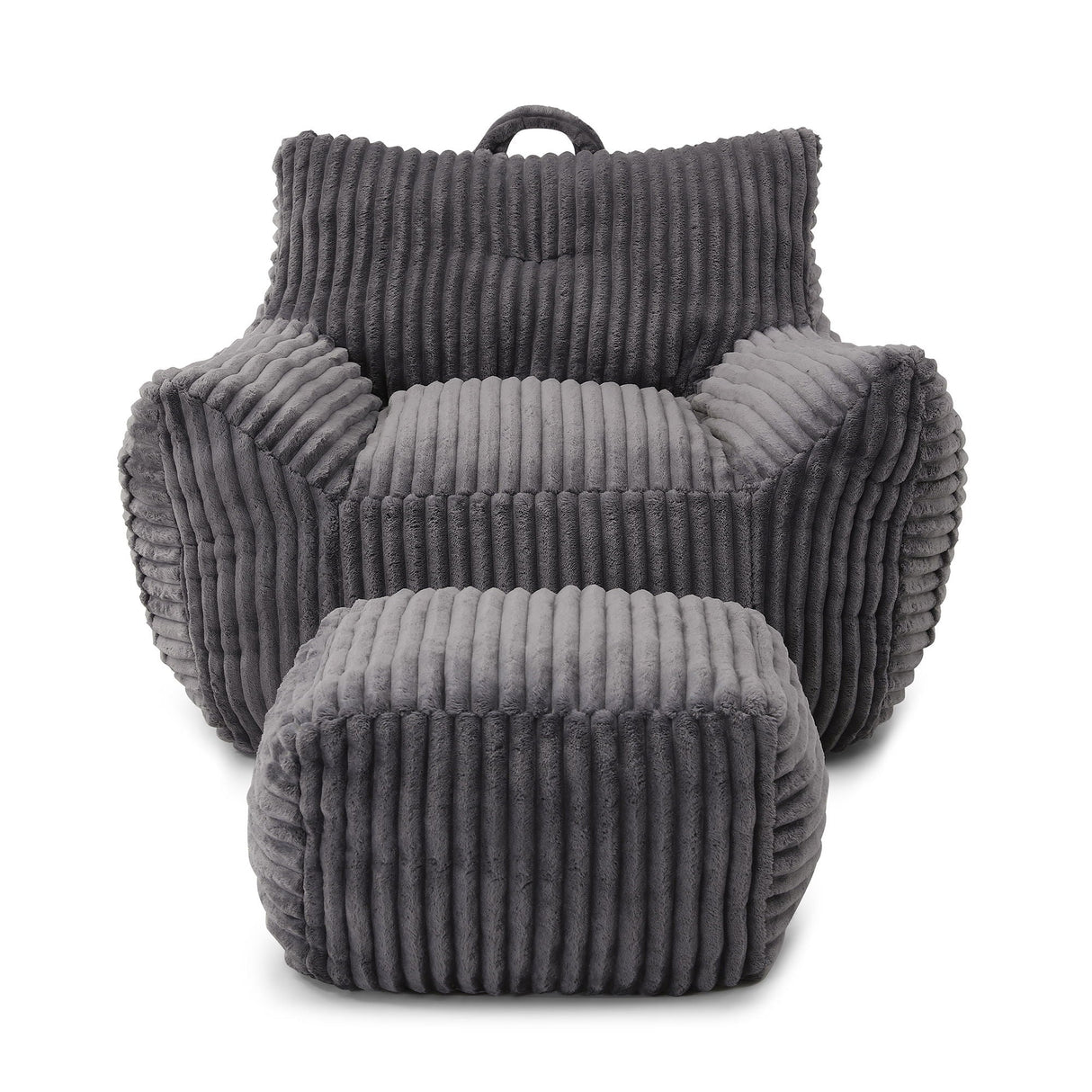 Giant Bean Bag Chair With Armrests And Footstool