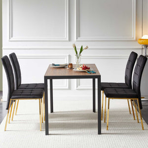 5 Pieces Dining Set Including Velvet High Back Golden Color Legs Nordic Dining Chair & Creative Design Dining Table by Couch.com