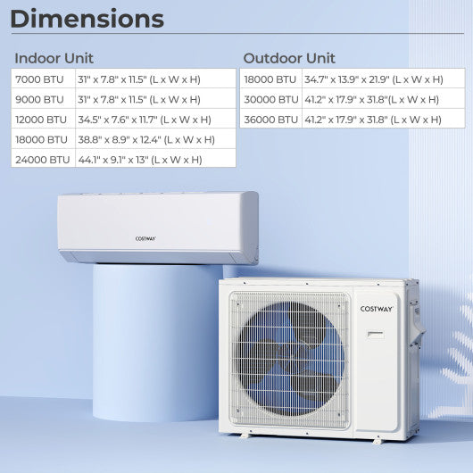 UltrEco Series 18000 BTU 2 Zone 22 SEER2 Mini Split Air Conditioner Wifi Enabled with Heat Pump-7K + 12K