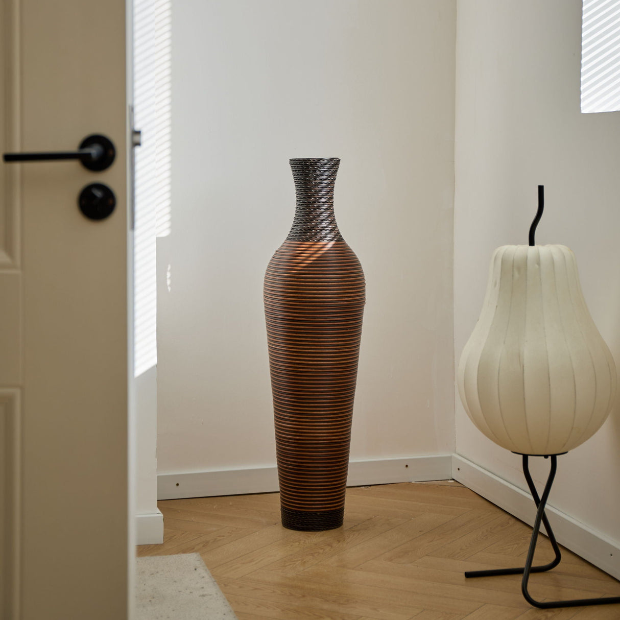 Tall Standing Designer Floor Vases With Elegant 2 Tone Finishes For Decorating by Couch.com