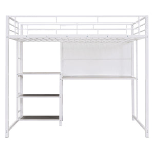Metal Loft Bed With Desk, 3 Shelves And Ladder by Couch.com