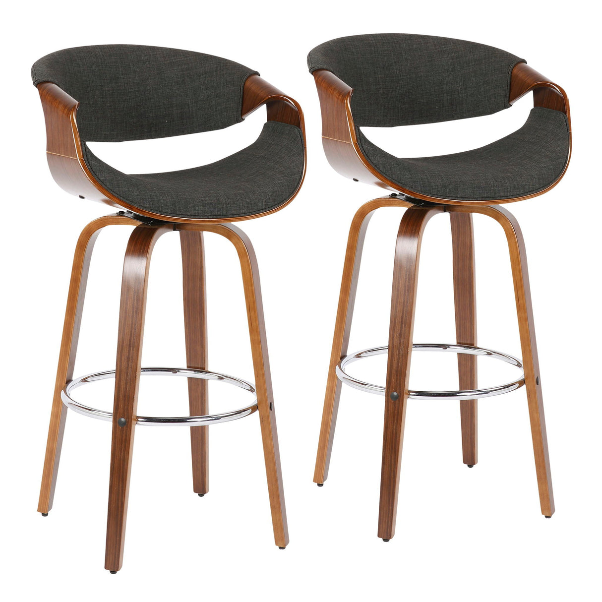 Curvini Mid - Century Modern Fixed Height Barstool With Swivel (Set of 2) by Couch.com
