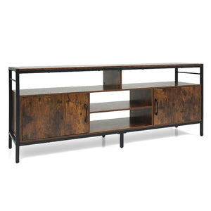 58 Inch Industrial TV Stand with Cabinets and Adjustable Shelf for TVs up to 65 Inch-Rustic Brwon