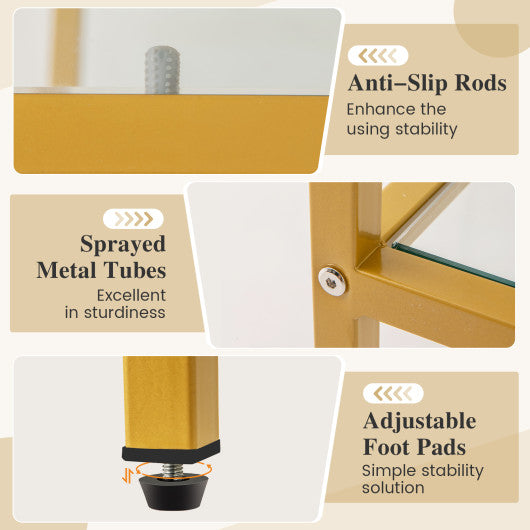 58 Inch TV Console Table with Tempered Glass Shelves for Living Room-Gold