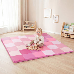 58 Inch Toddler Folding Activity Floor Mat Foam Baby Play Mat-Pink