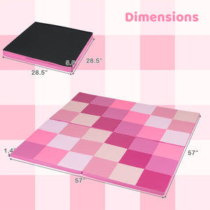 58 Inch Toddler Folding Activity Floor Mat Foam Baby Play Mat-Pink