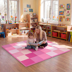 58 Inch Toddler Folding Activity Floor Mat Foam Baby Play Mat-Pink