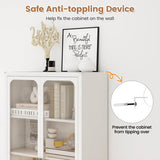 58 Inches Bookcase with Adjustable Shelves and Lockable Wheels-White