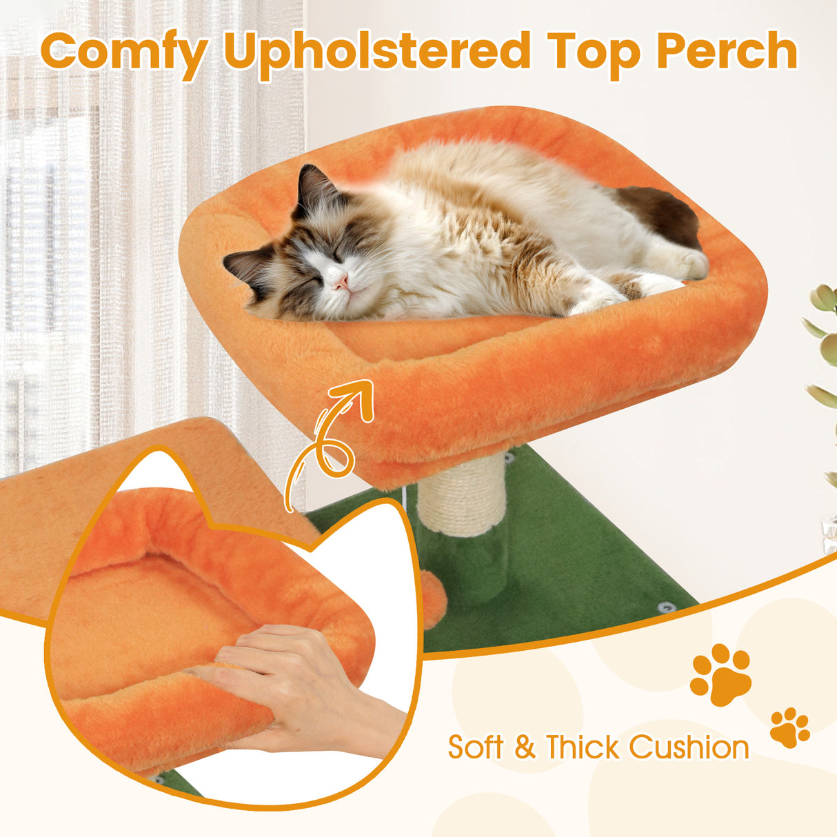 58" Multi-Level Cat Tree Soft Plush Cat Tower with Padded Top Perch-Green
