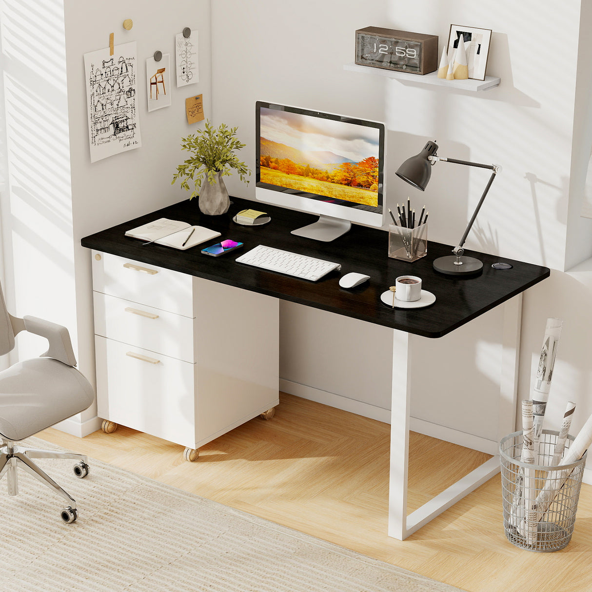 58" x 28" Universal Tabletop for Standard and Standing Desk Frame-Black