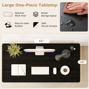 58" x 28" Universal Tabletop for Standard and Standing Desk Frame-Black