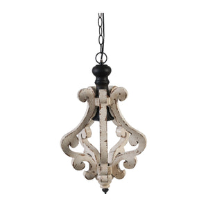 Farmhouse Chandeliar Distressed Pendant French Country Wood Chandelier For Living Room Foyer, Bulb Not Included - Antique Cream by Couch.com
