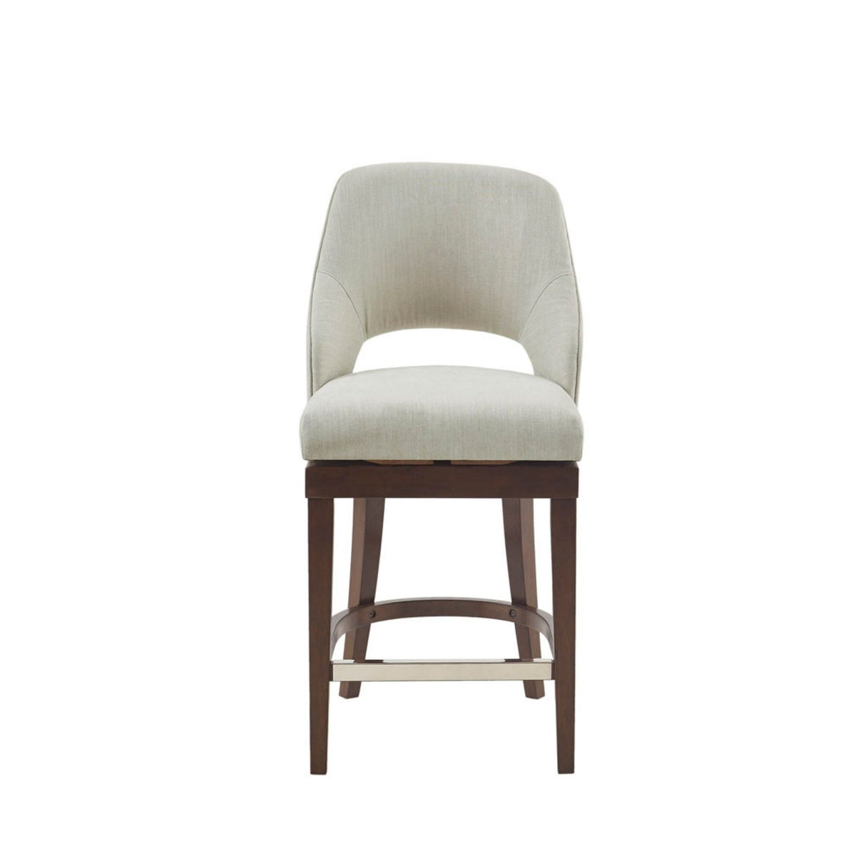 Counter Stool With Swivel Seat, Upholstery And Solid Wood Legs - Cream by Couch.com