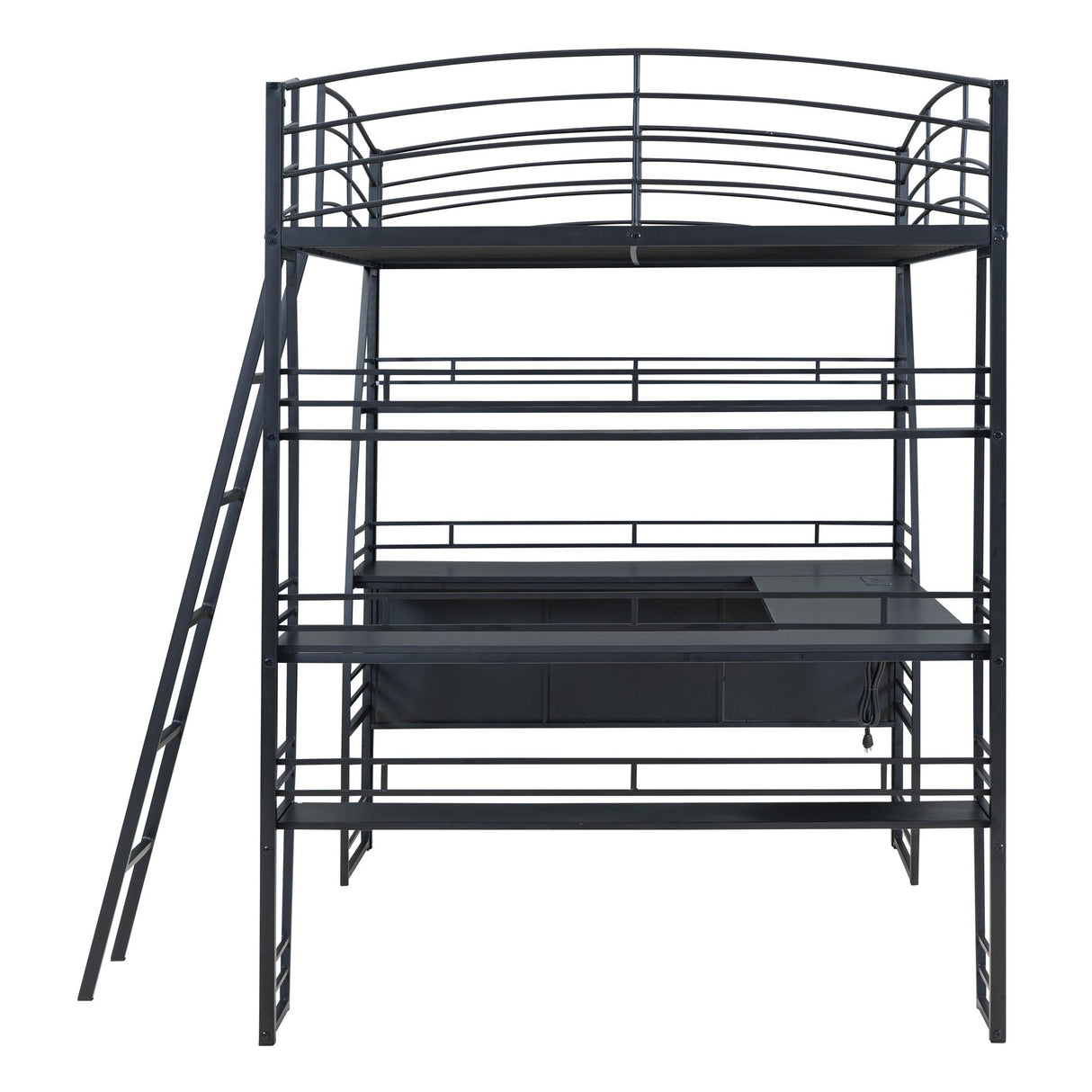 Loft Bed With 4 Layers Of Shelves And L-Shaped Desk, Stylish Metal Frame Bed With A Set Of Sockets, USB Ports And And Wireless Charging by Couch.com