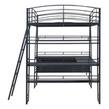 Loft Bed With 4 Layers Of Shelves And L-Shaped Desk, Stylish Metal Frame Bed With A Set Of Sockets, USB Ports And And Wireless Charging by Couch.com