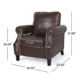 Contemporary Club Chair With Nailhead Trim And Rolled Armrests by Couch.com