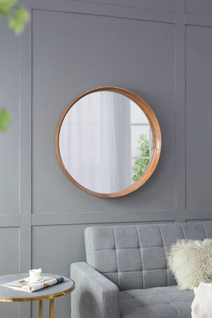 Round Wood Mirror, Wall Mounted Mirror Home Decor For Bathroom Living Room by Couch.com