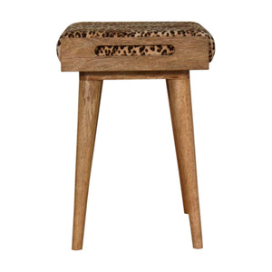 Leopard Velvet Tray Style Footstool - Brown Oak by Couch.com