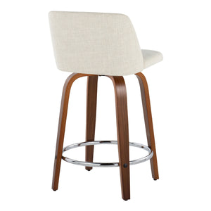 Toriano - Mid Century Modern Fixed Height Counter Stool With Swivel With Round Footrest (Set of 2) by Couch.com