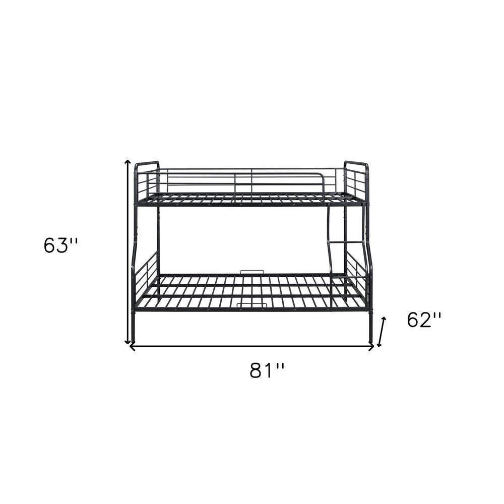 Black Full XL Over Queen Contemporary Metal Bunk Bed
