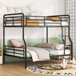 Black Full XL Over Queen Contemporary Metal Bunk Bed