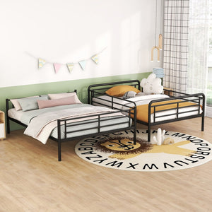 Black Full XL Over Queen Contemporary Metal Bunk Bed