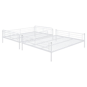 White Full XL Over Queen Contemporary Metal Bunk Bed