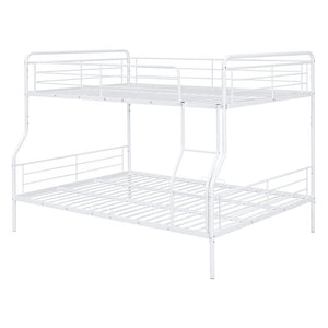 White Full XL Over Queen Contemporary Metal Bunk Bed