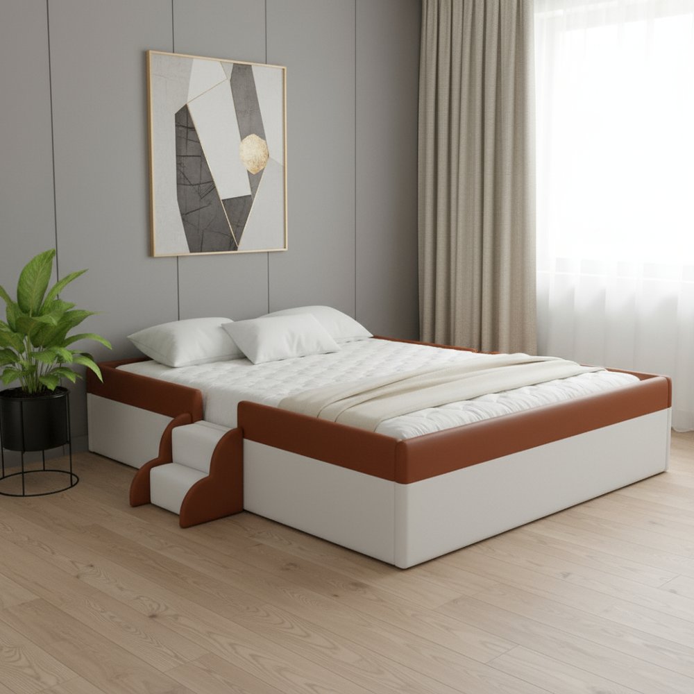 Brown Tufted Upholstered Queen Day Bed