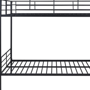 Black Full Over Full Metal Bunk Bed With Stairs And Storage