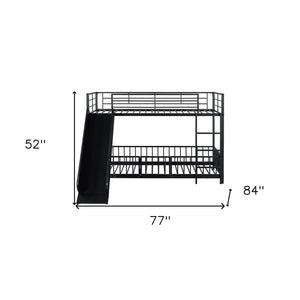 Black Twin Over Twin Metal Bunk Bed With Slide