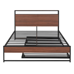 Black Metal Full Bed Frame With Trundle