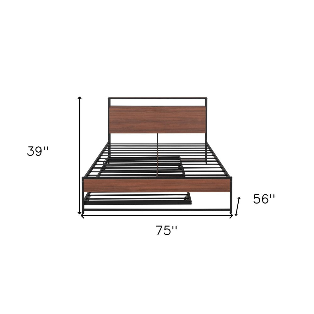 Black Metal Full Bed Frame With Trundle