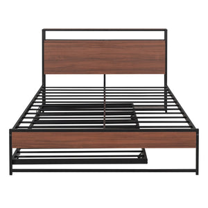 Black Metal Full Bed Frame With Trundle