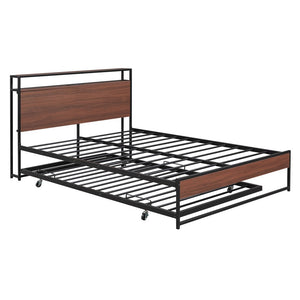 Black Metal Full Bed Frame With Trundle